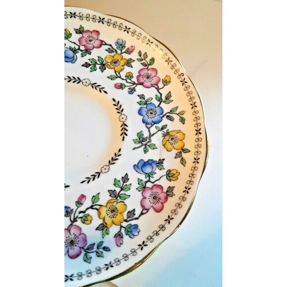 Copelands Grosvenor China England L Floral Saucer 6" Pink Yellow Blue Green - Picture 3 of 7